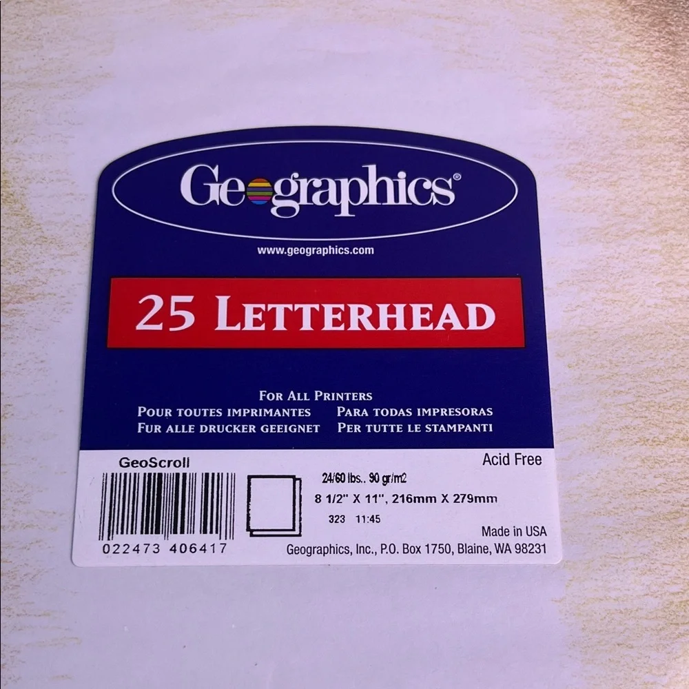 Geographics Scroll Design Letterhead 25 sheets